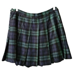Black Watch Tartan Plaid Pleated Skirt 20 /22 Schoolgirl Blue Green Mini Varsity